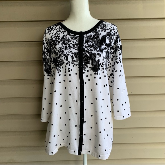 CJ Banks Sweaters - •CJ Banks• Floral Polka Dot Print Cardigan - Size 3X